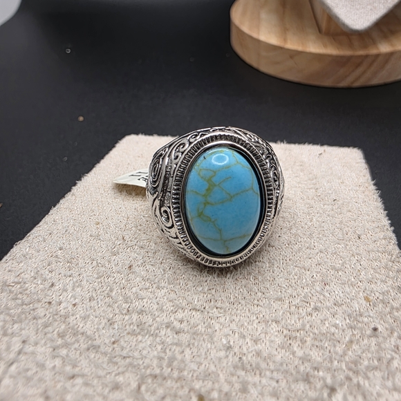 Other - Turquoise Stone Silver Ring (1347)